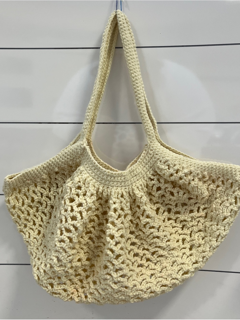 Handwoven Cream Crochet Tote Bag large